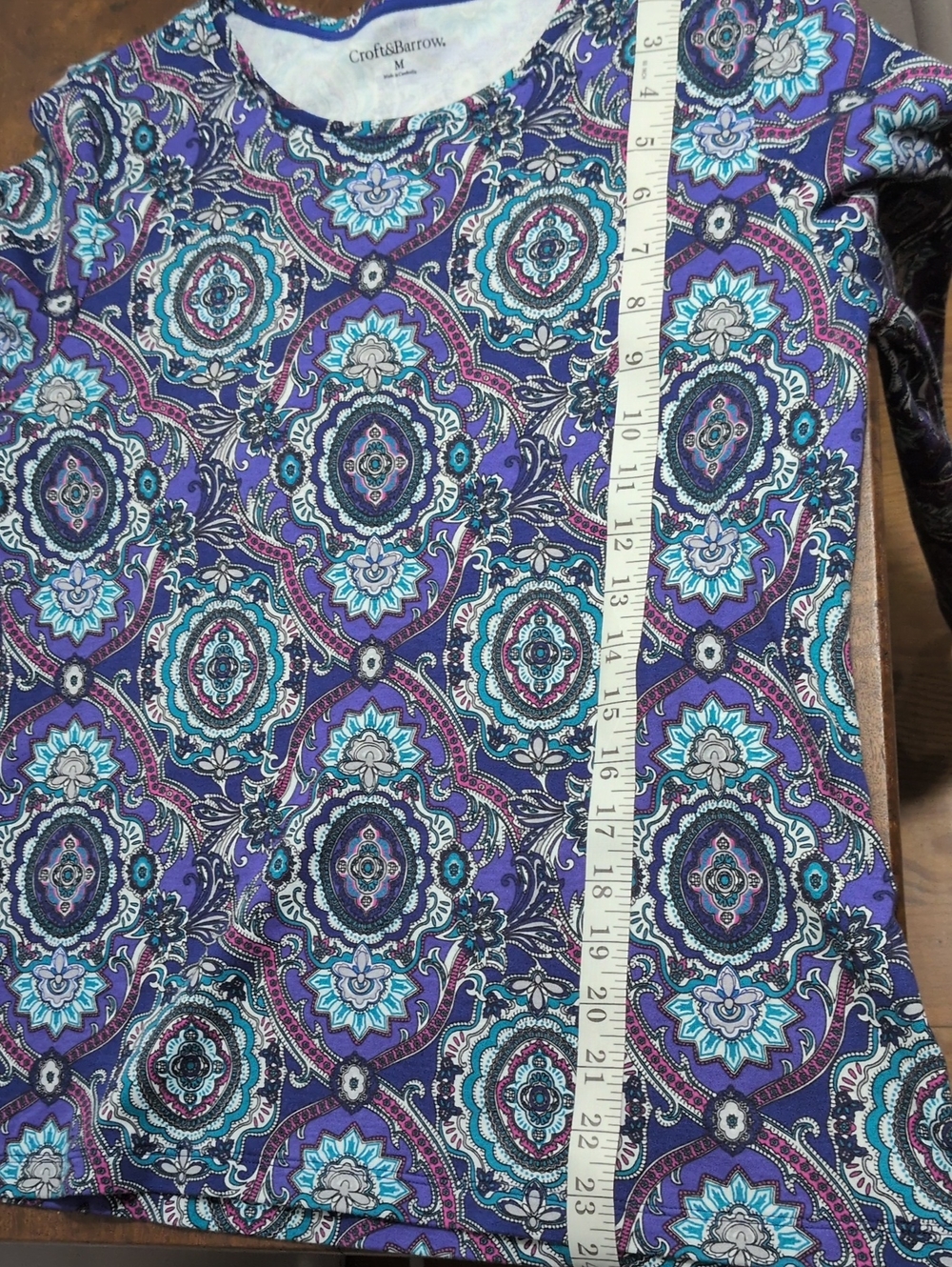 croft & barrow Purple and Teal Paisley-Print Long Sleeve Tee - Picture 8 of 8